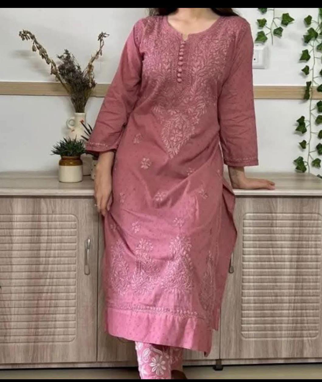 Dobby Cotton Dyeable kurti