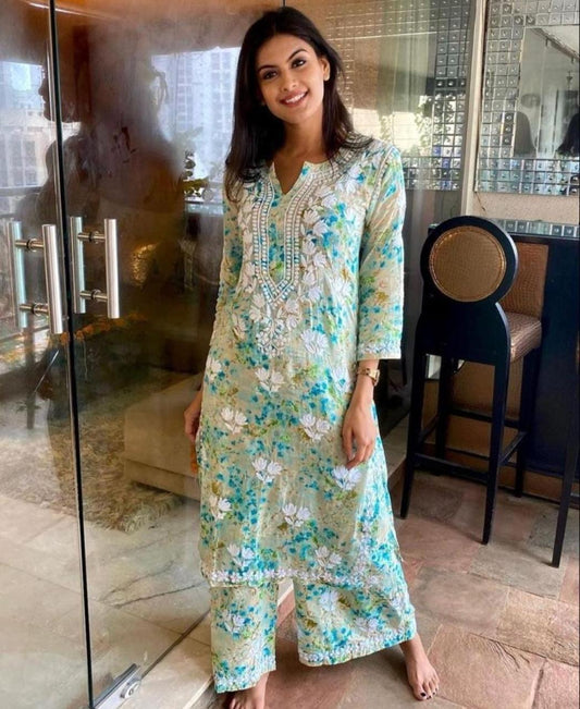 Mal Mal Print kurti Plazo set