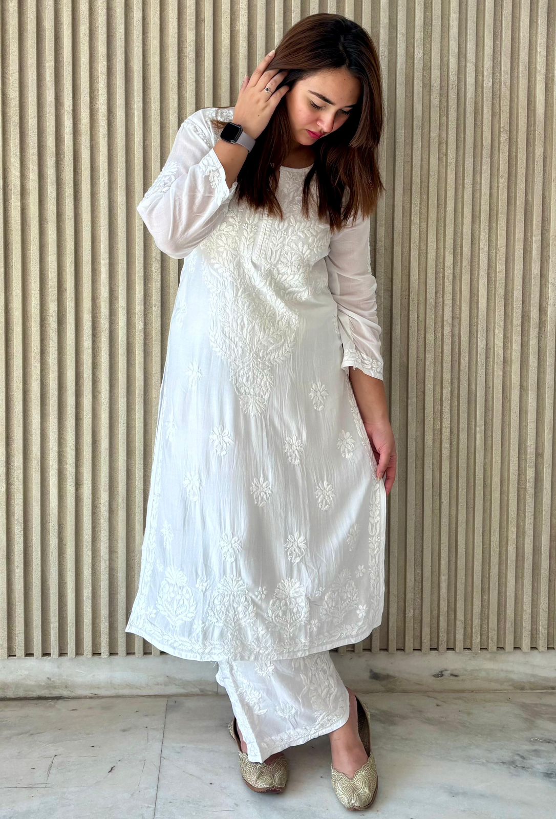 Modal White kurti & Plazo cord set