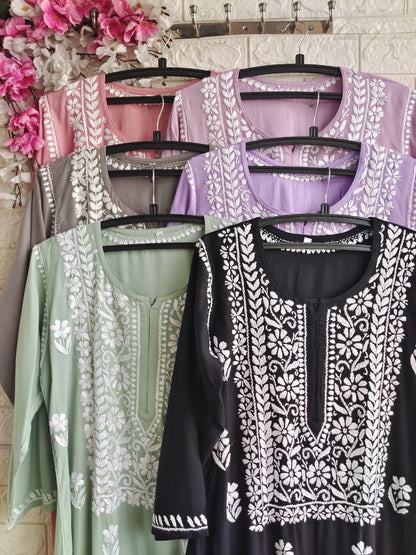 Rayon Chikankari kurti
