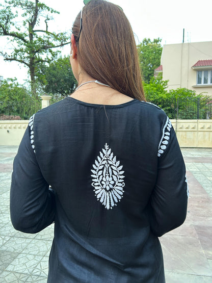 Modal Black kurti & White Plazo set