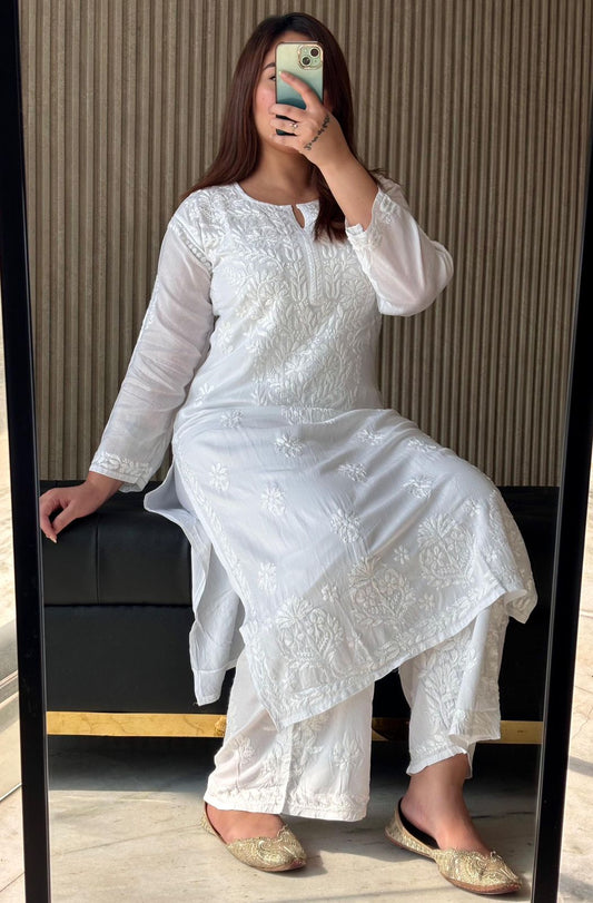 Modal White kurti & Plazo cord set